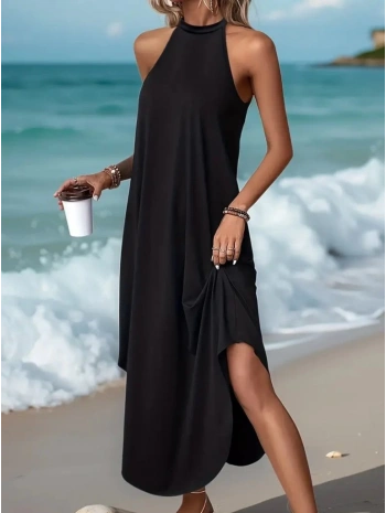 Kadın Daire Yakalı Reglan Kol Viskon Elbise