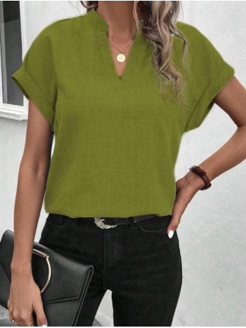 Kadın Kısa Kollu Hakim Yaka Sofya Bluz