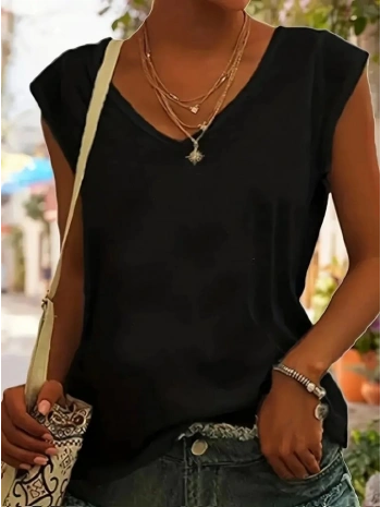 Kadın Kısa Kollu V Yakalı Viskon Bluz