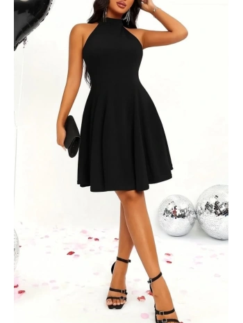 Kadın Omuzlardan Açık Daire Yakalı Janjan Krep Elbise