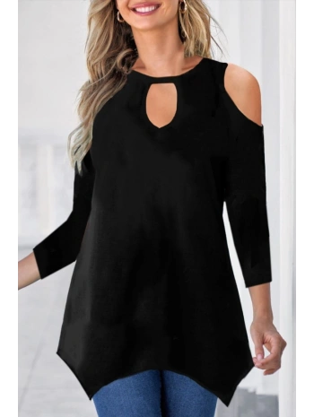 Kadın Uzun Kollu Omuz Ve Göğüs Dekolte Detay Viskon Bluz