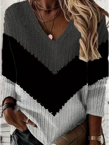 Kadın Uzun Kollu V Yakalı Triko Bluz