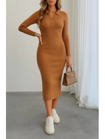 Kadın Uzun Kollu Yakalı Triko Elbise