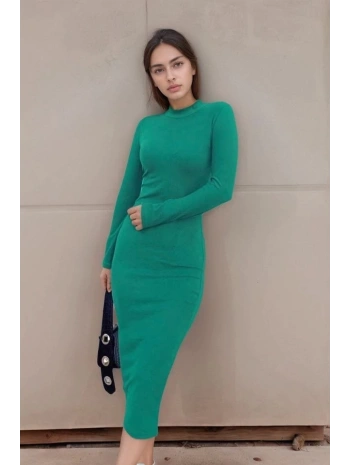 Kadın Yarım Balıkçı Yaka Süet Kumaş Fırsat ürün Midi Boy Elbise