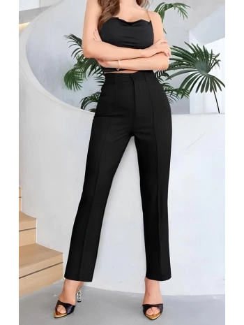 Kadın Yüksek Bel Cepli önden çimalı Dokuma çanta Pantolon