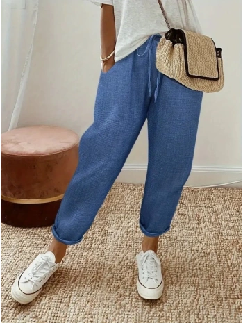 Kadın Yüksek Bel Lastikli Belde Bağcık Detaylı Aerobin Pantolon