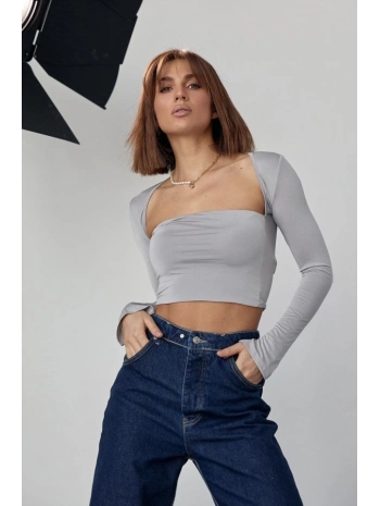 Kara Yaka Uzun Kollu Crop - Taş