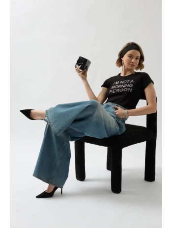 Taş Detay Crop T-Shirt