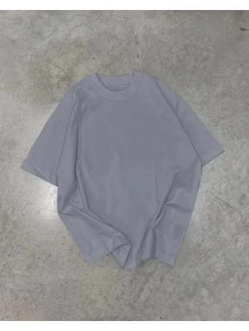 Unisex Basic Bisiklet Yaka Oversize T-Shirt - Füme