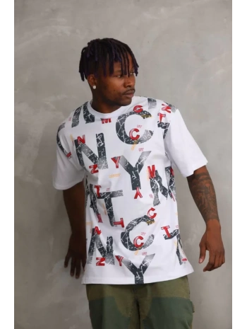 Unisex Baskılı Oversize T-Shirt - Beyaz