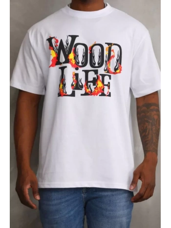 Unisex Baskılı Oversize T-Shirt - Beyaz