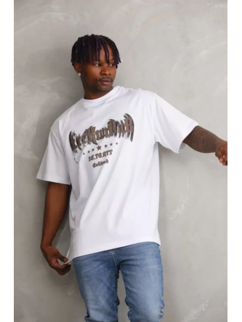 Unisex Baskılı Oversize T-Shirt - Beyaz