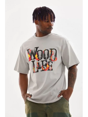 Unisex Baskılı Oversize T-Shirt - Gri