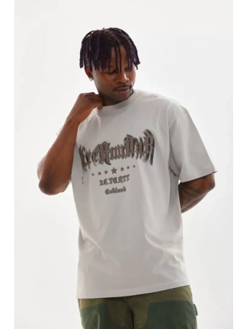 Unisex Baskılı Oversize T-Shirt - Gri