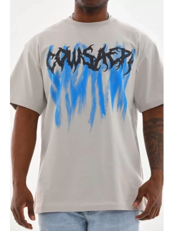 Unisex Baskılı Oversize T-Shirt - Gri