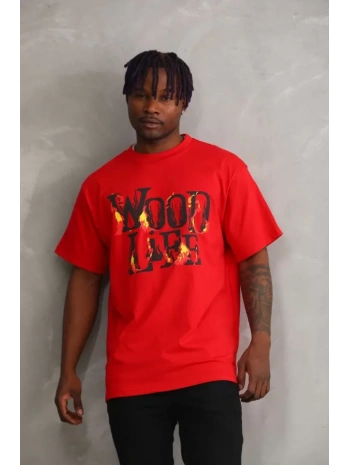 Unisex Baskılı Oversize T-Shirt - Kırmızı