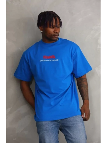 Unisex Baskılı Oversize T-Shirt - Mavi