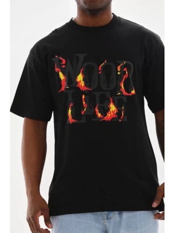 Unisex Baskılı Oversize T-Shirt - Siyah