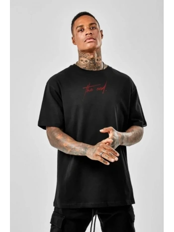 Unisex Baskılı Oversize T-Shirt - Siyah