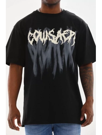 Unisex Baskılı Oversize T-Shirt - Siyah