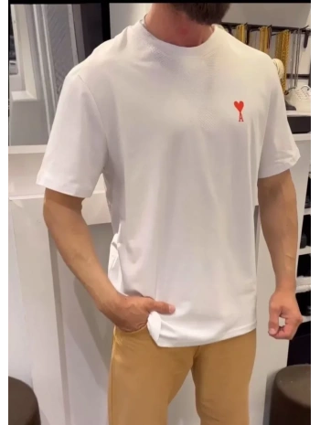 Unisex Bisiklet Yaka Baskılı Oversize T-Shirt - Beyaz