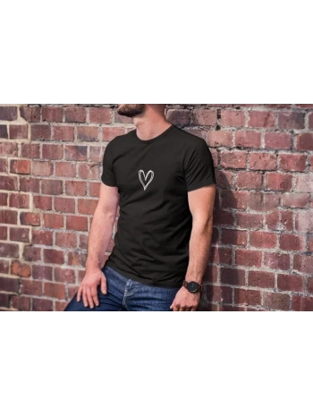 Unisex Bisiklet Yaka Baskılı Oversize T-Shirt - Siyah