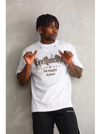 Unisex Oversize Kolye Dahil T-Shirt - Beyaz