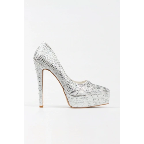 Kadın Sedef  İnci Taşlı Yüksek Platform  Kapalı  Burunlu  İnce Topuklu Rahat ve Şık Ayakkabı