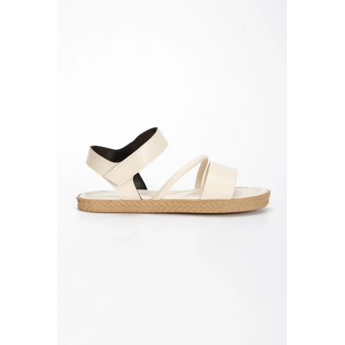 Kadın Bej Yumuşak Tabanlı Kalın Rahat Tabanlı Yazlık Sandalet