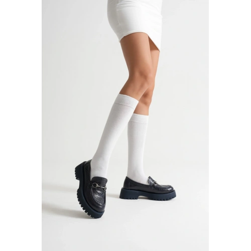 Kadın Laci Kroko Şık Toka Detaylı Kalın Tabanlı Rahat Loafer Ayakkabı