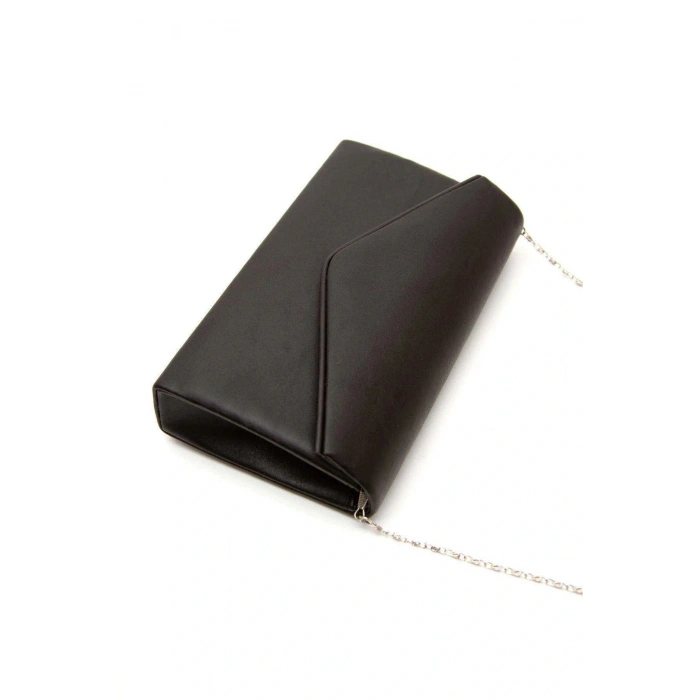 Kadın Siyah Suni Deri Cilt Bilekten Ayarlamalı Platformlu Ayakkabı Ve Şık Çanta Kombini