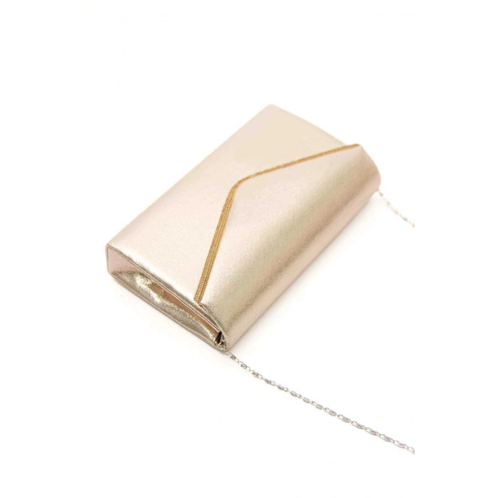 Kadın Altın Kırışık Rugan Parlak Damla Taşlı Platformlu Yazlık Abiye Ayakkabı Ve Şık Çanta Kombini