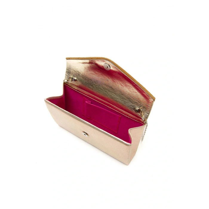 Kadın Altın Kırışık Rugan Parlak Damla Taşlı Platformlu Yazlık Abiye Ayakkabı Ve Şık Çanta Kombini