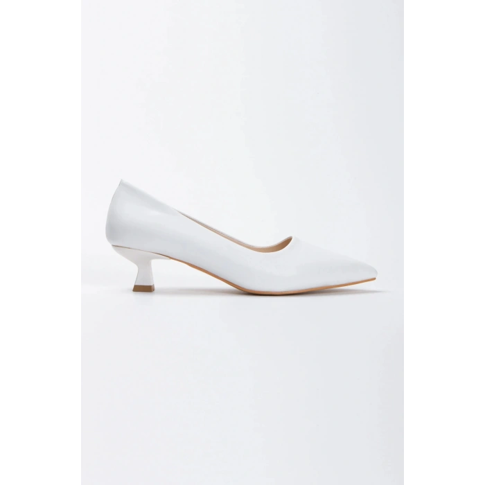 Kadın Beyaz    Kısa Kadeh Topuklu   Rahat  Şık Stiletto ve  Çanta Kombini