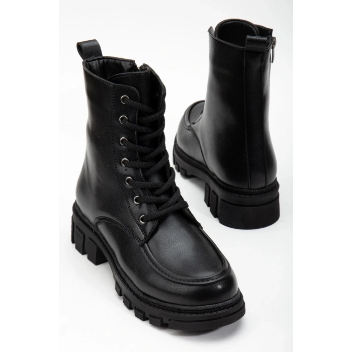 Kadın Siyah Bagcıklı ve Fermuarlı Rahat Postal Bot