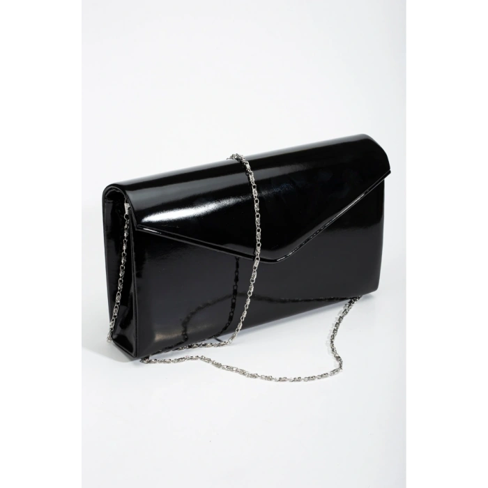 Kadın Siyah Şık Tarz Topuklu Çift Toka Detaylı Rahat Stiletto ve Küçük Çanta Kombini