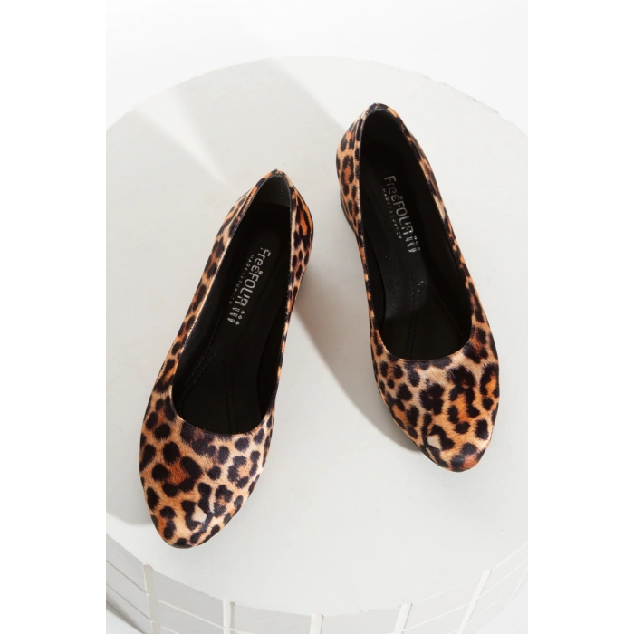 Kadın Leopar Stiletto Kısa Kalın Topuklu Şık Stiletto