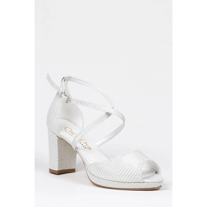 Kadın Sedef Arkası Kapalı Kalın Topuklu İnce Platformlu Çapraz Biyeli  Karnıyarık Ayakkabı