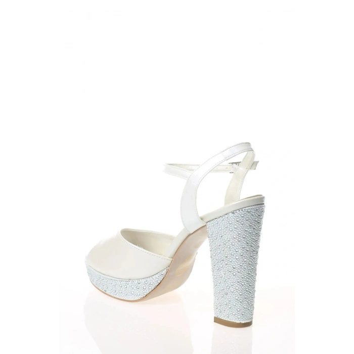 Kadın Sedef  Damla Taşlı Platform ve Kalın Topuklu Arkası Kapalı Rahat Şık Abiye Ayakkabı