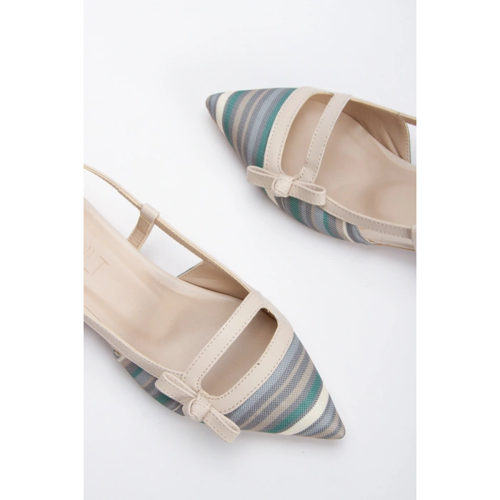 Kadın Bej Düz Topuklu Fiyonk Detaylı Rahat Babet Ayakkabı