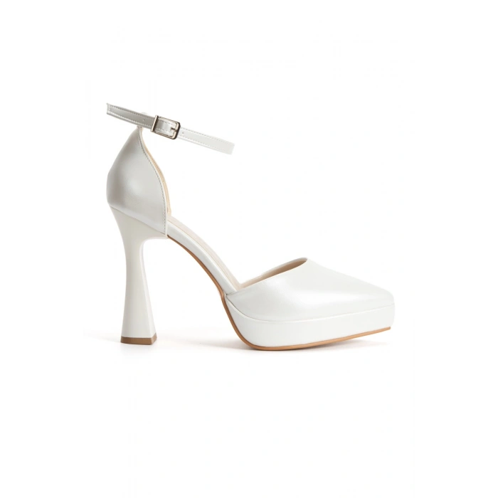 Kadın Sedef Suni Deri Cilt İnce Topuklu Hafif Platformlu Sivri Burunlu Şık Abiye Stiletto