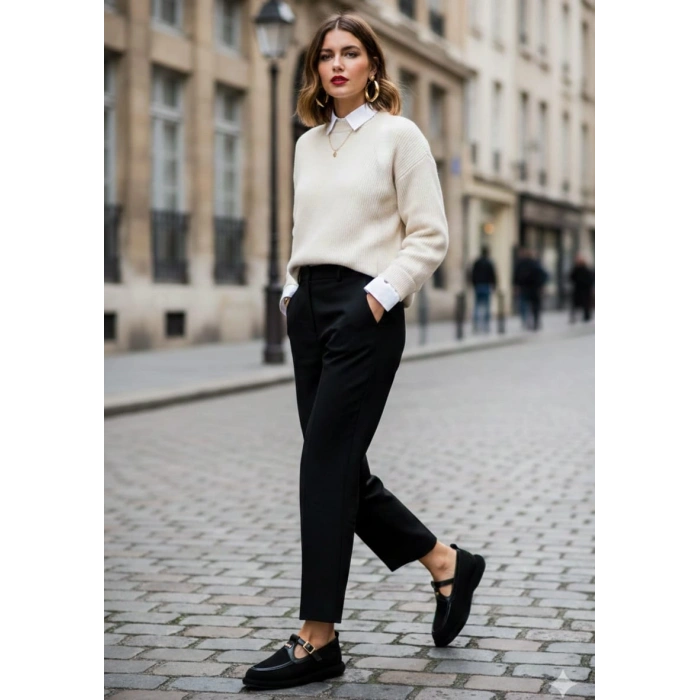 Kadın Siyah Düz Topuklu Şık Toka Detaylı Rahat Günlük Babet Ayakkabı