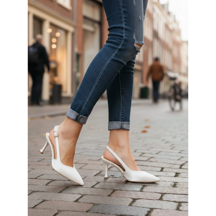 Kadın Sedef İnce Topuklu Sivri Burunlu Arkası Açık Şık Abiye Stiletto