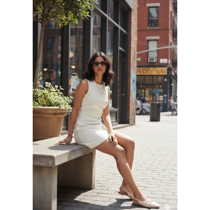 Kadın Bej Düz Topuklu Şık Toka ve Drop Detaylı Rahat Babet Ayakkabı