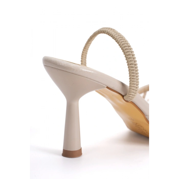 Kadın Altın  İnce Topuklu Sivri Burunlu Fileli Arkası Lastikli Şık Abiye Stiletto