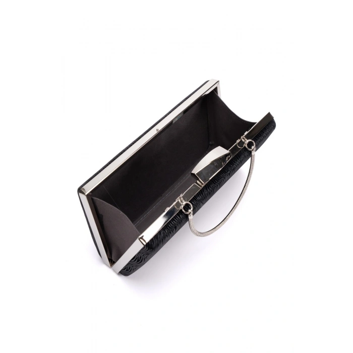 Kadın Siyah 5 cm İnce Galvaniz Topuklu Rahat Stiletto ve Şık Çanta Kombini