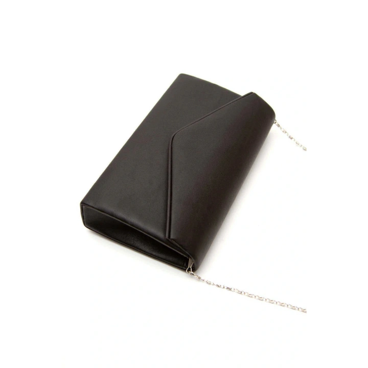 Kadın Siyah Suni Deri Cilt Bilekten Ayarlamalı Platformlu Ayakkabı Ve Şık Çanta Kombini