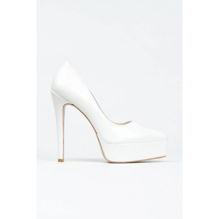 Kadın Sedef Suni Deri Cilt Yüksek Platform  Kapalı  Burunlu  İnce Topuklu Rahat ve Şık Ayakkabı