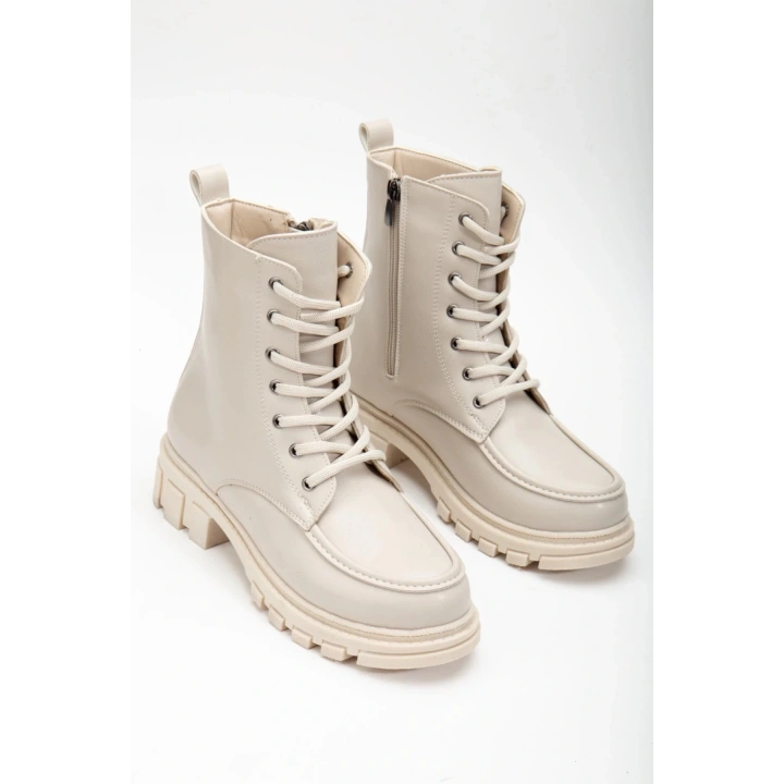 Kadın Bej  Bagcıklı ve Fermuarlı Rahat Postal Bot