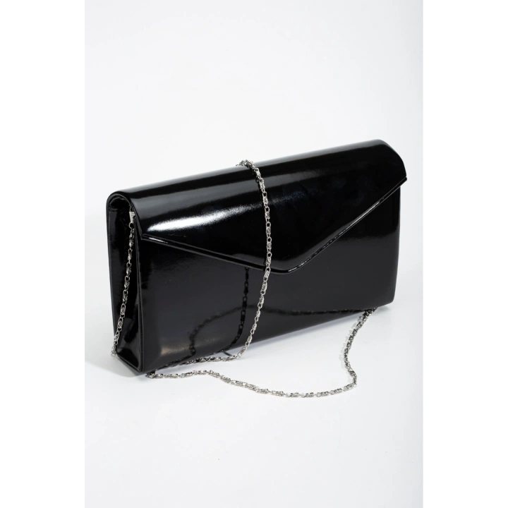 Kadın Siyah Şık Tarz Topuklu Çift Toka Detaylı Rahat Stiletto ve Küçük Çanta Kombini